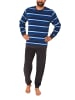 NORMANN Frottee Pyjama lang Bündchen - 18602 in blau