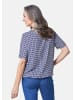 GOLDNER Kurzgröße:  Farbbrillante Druckbluse mit liebevollen Details in marine / weiß