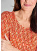 GOLDNER Kurzgröße:  Shirt Shirt in orange / cremeweiß / gemustert