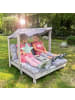 roba Kinder Gartenliege 2er, FSC-Holz, mit Sonnenschutz & Halter, Grau