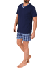 NORMANN Schlafanzug kurzarm Shorty mit karierter Jersey Hose - 86237 in navy