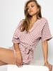 SASSYCLASSY Gestreifte Musselin Wickel Bluse in Altrosa