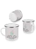 Mr. & Mrs. Panda Camping Emaille Tasse Erzieher Energie mit Spruch in Grau Pastell