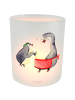 Mr. & Mrs. Panda Windlicht Glas Pinguin mit Kind ohne Spruch in Transparent