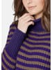 MADELEINE Softer Schurwoll-Pullover mit stylischen Streifen in macchiato / alliumviolett