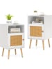 COSTWAY Nachttisch Rattan 2er Set 40x39x70cm in Weiß