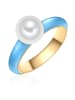 Yokoamii Ring aus Metall-Legierung mit Muschelkernperle in gelbgold