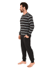 NORMANN Langarm Schlafanzug Pyjama Bündchen Streifen - 84144 in dunkelgrau