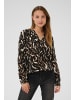 Kaffe Langarm-Bluse KAditte Regular fit in Black/Brown Graphic Animal