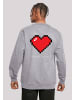 F4NT4STIC Sweatshirt Pixel Herz Happy New Year Silvester in grau meliert