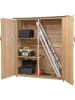 COSTWAY Gartenschrank Holz 140 x 50 x 162 cm in Beige