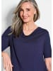 GOLDNER Kurzgröße:  Blusenshirt mit Wasserfallausschnitt in marine