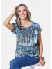 GOLDNER Ultraleichte Printbluse mit Kurzarm in jeansblau / gemustert