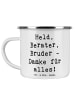 Mr. & Mrs. Panda Haferl Spruch Held Bruder mit Spruch in Weiß
