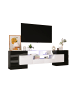 ABRIHOME TV-Schrank in Hochglanz Weiß & Schwarz mit Glasoberfläche – 200 x 35 x 60 cm
