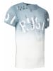 Rusty Neal T-Shirt Verwaschen mit Farbverlauf und Seitlicher Knopfleiste in Grau