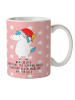 Mr. & Mrs. Panda Kindertasse Einhorn Weihnachtsmann mit Spruch in Rot Pastell