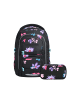 Coocazoo Schulrucksack-Set PORTER "Floral Artnight" 2-tlg. in Schwarz