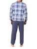 NORMANN Langarm Schlafanzug Bündchen Jersey und karierten Pyjama Oberteil in blau