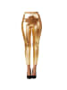 tectake Lange Leggings in glänzendem Metallic-Look, gold