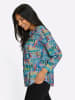Sieh an! Langarm-Bluse in weiß-türkis-bedruckt