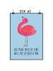 Mr. & Mrs. Panda Bild Flamingo Stolz mit Spruch in Blau Pastell