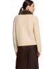 Zero  Casual-Strickjacke mit Kunstfellkragen in Dark Cream Melange