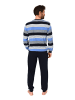 NORMANN Langarm Schlafanzug Pyjama Bündchen Streifen - 86590 in blau