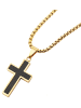 Adeliás Herren Halskette mit Anhänger – Kreuz aus Edelstahl in gold