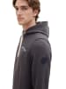 Tom Tailor Hoodie mit Label-Print Tunnelzug Kapuzenpullover Cotton in Dunkelgrau