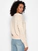 SASSYCLASSY Feinstrickpullover mit Polokragen und Ajourstreifen in Beige