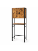relaxdays Waschmaschinenschrank Braun/ Schwarz - (B)64 x (H)170 x (T)27 cm
