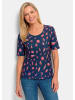 GOLDNER Sommershirt mit Tupfenmuster in dunkelblau / koralle / gemustert