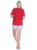 NORMANN Shorty Pyjama kurzarm Schlafanzug Streifen in rot