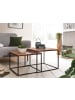 KADIMA DESIGN Wohnzimmertisch 2er Set Massivholz / Metall Beistelltisch Eckig