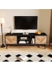 ABRIHOME Schwarz-Holz-Design TV-Schrank 150x38x55 cm mit vielseitigem Stauraum