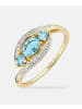 Diamant L'éternel Ring, mit Blautopas, 375 Gelbgold