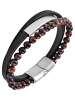 Adeliás Unisex Armband – Lederarmband aus Leder mit Tigerauge 21 cm in schwarz
