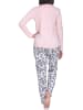 NORMANN Pyjama Schlafanzug langarm Hose floralem print in rosa