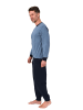 NORMANN Langarm Schlafanzug Pyjama Bündchen Minimalprint in blau