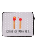 Mr. & Mrs. Panda Laptop Tasche Streichhölzer mit Spruch in Grau Pastell