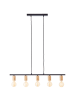 Brilliant Kerry Pendelleuchte 5flg schwarz/holz Aluminium braun 5x A60, E27, 40