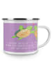 Mr. & Mrs. Panda Camping Emaille Tasse 50. Hochzeitstag mit Spruch in Lavendeltraum