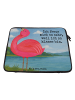Mr. & Mrs. Panda Laptop Hülle Flamingo Stolz Design mit Spruch in Weiß