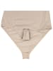 Alkato Damen Langarm Body mit Rundhalsausschnitt blickdicht Rippstoff in beige