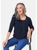 GOLDNER Chiffon-Shirt mit 3/4-Arm, Rundhals in marine
