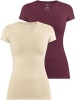 Janice 2 x Figurbetontes T-Shirt mit V-Ausschnitt Siena in Beige/Burgund