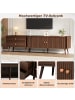 ABRIHOME TV Schrank in Walnuss mit 2 Schubladen Rolltüren 180x40x46,5 cm für 80 Zoll