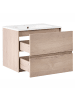 Beliani 2-tlg Badezimmerschrank mit Waschbecken VITA in Braun/Weiß
