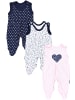 TupTam Baby Mädchen Strampler mit Fuß 3er Pack in rosa/blau